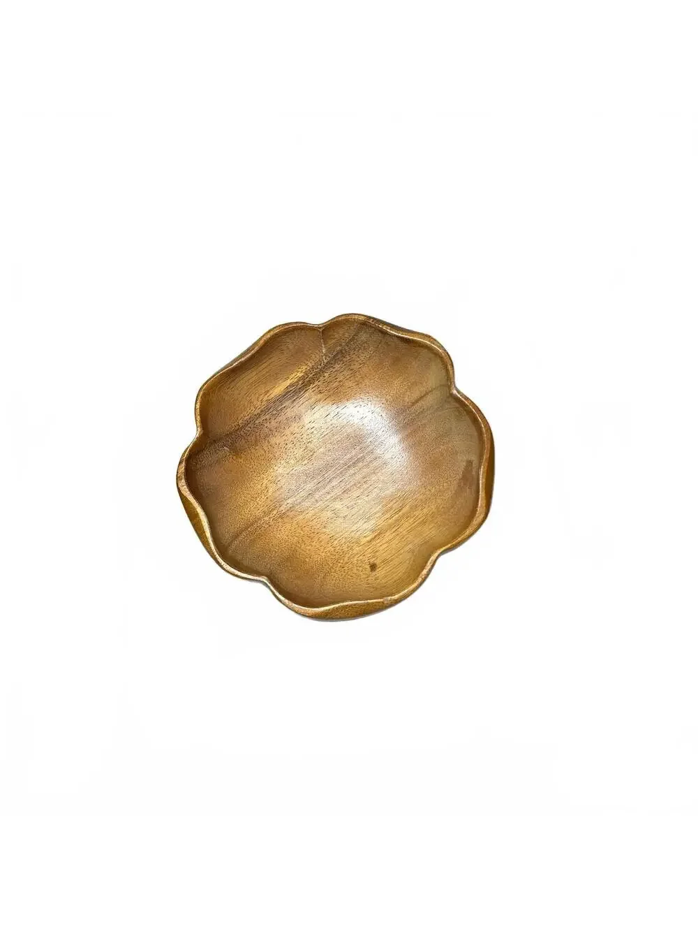 Vintage Handcrafted Monkey Pod Wood Flower-Shaped Bowl